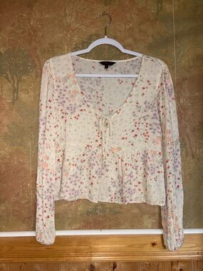 NOBO ~ Cream Printed Peplum Blouse